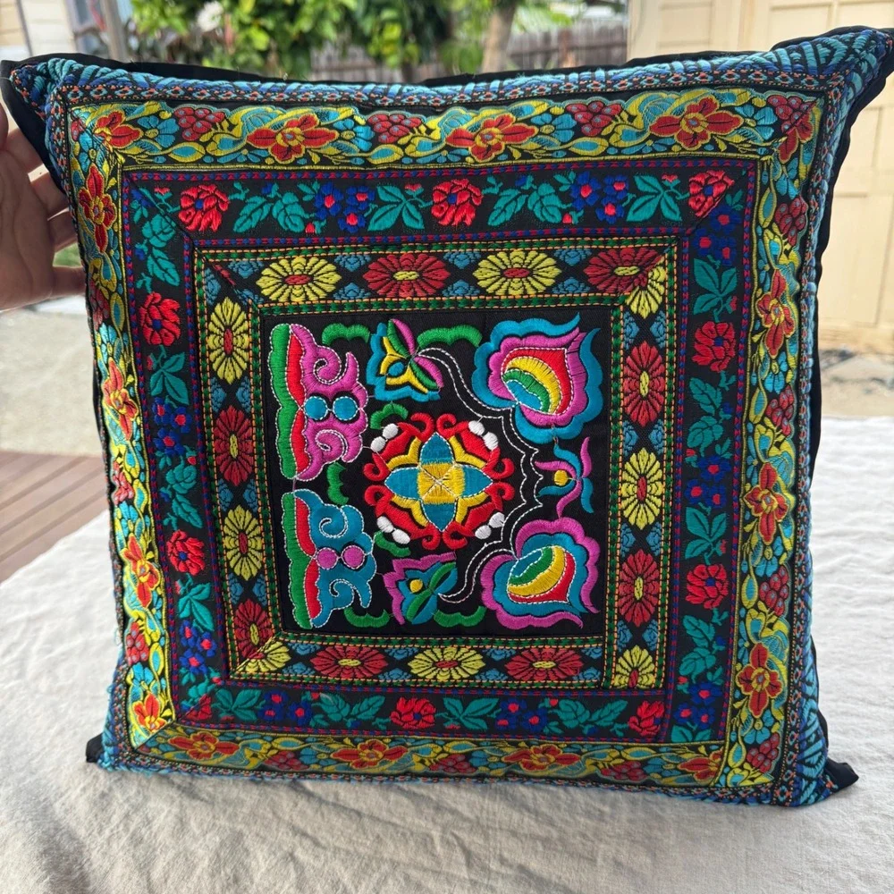 Vintage Miao Hmong Embroidered Pillow 17